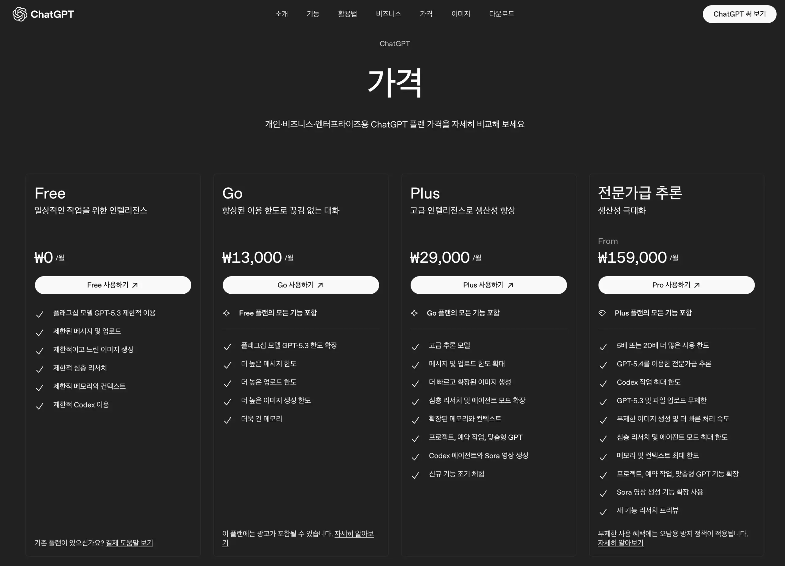 Codex 요금제