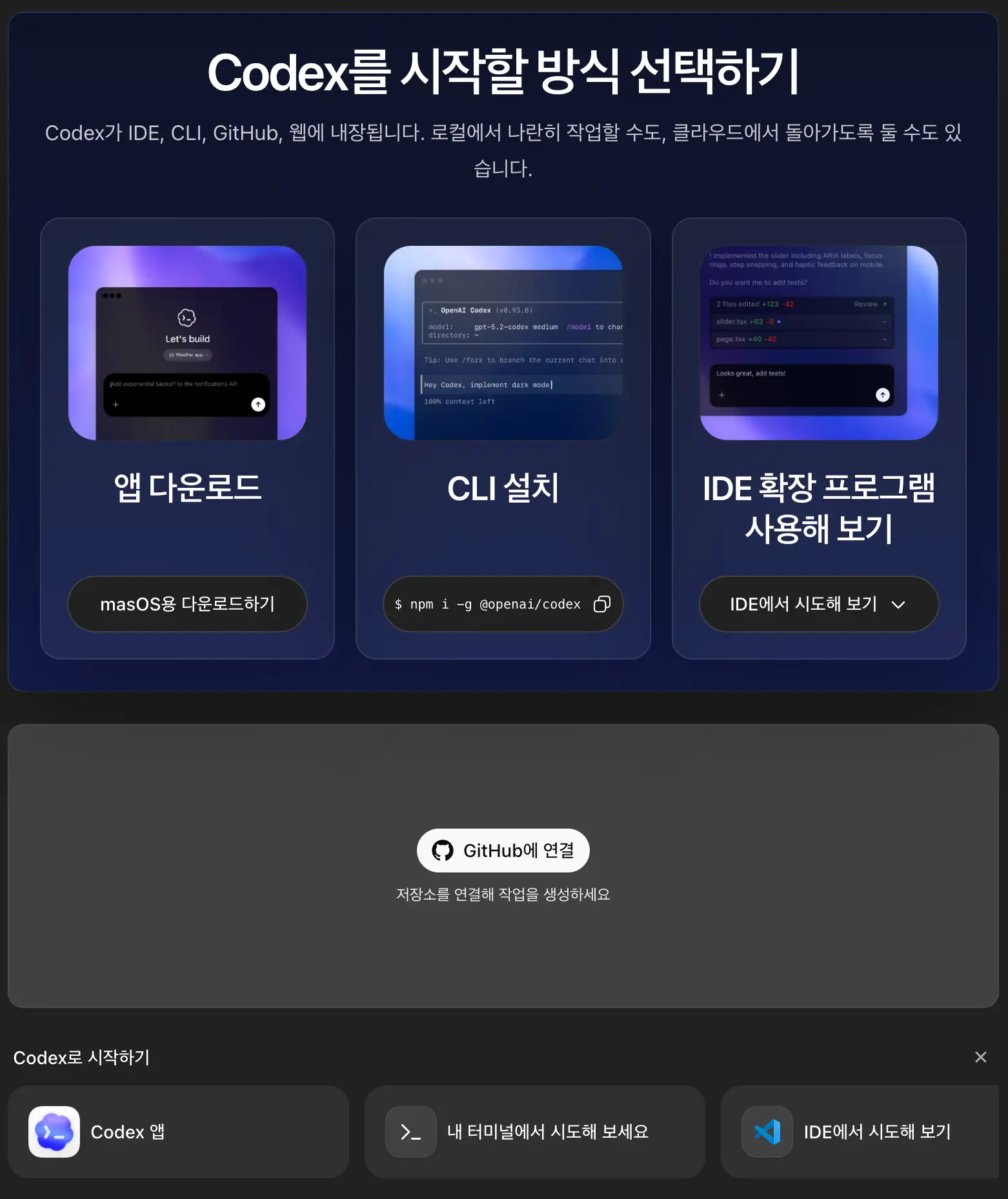 Codex 코덱스 시작할 방식